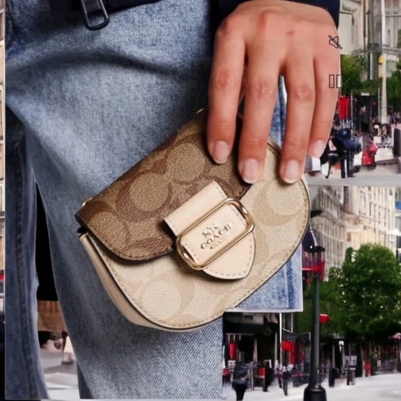 Coach Morgan Card Case On A Chain In Blocked Signature Canvas - Picture 8 of 10